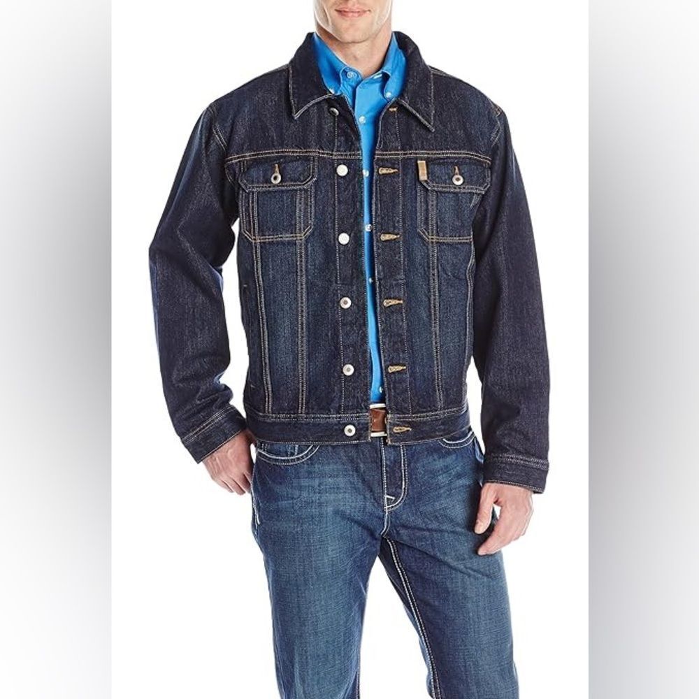 VIGOSS Men's‎ Lightweight Denim Trucker Jacket navy size L Stitxh Fix NWT